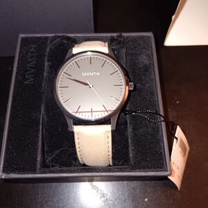 MVMT Woman's Gunmetal Watch with Tan Strap